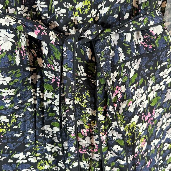 GANNI Black‎ Floral High Low Wrap Dress Womans 42 Large 10 / 12 - Picture 11 of 16